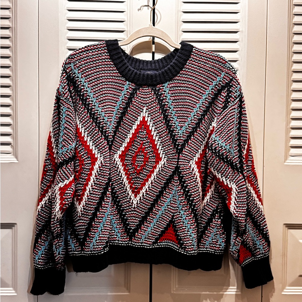 Scoop NYC Geometric Patterned Sweater